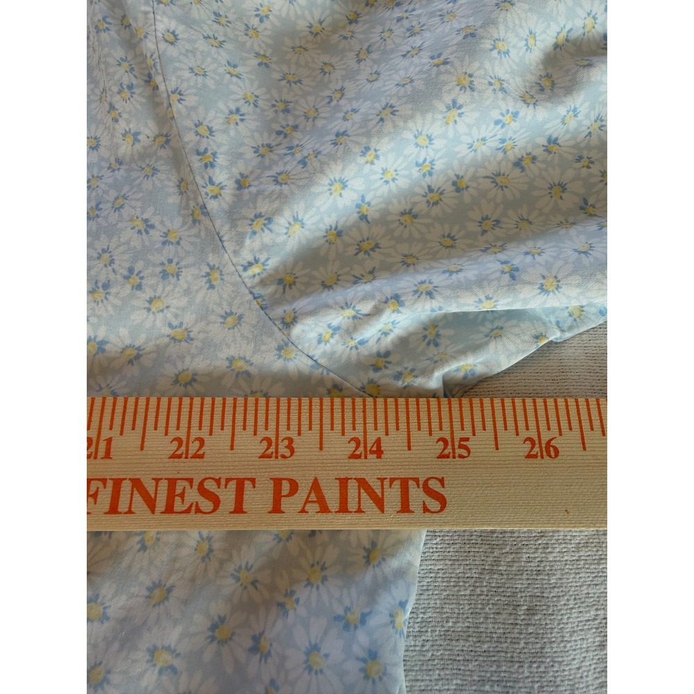 Eileen West Blue Floral Cotton Robe Medium Daisy Print Lace Trim Pockets Wrap - Picture 5 of 13